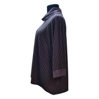 Modna tunika damska o linii trapezu - beżowo czarna pepitka